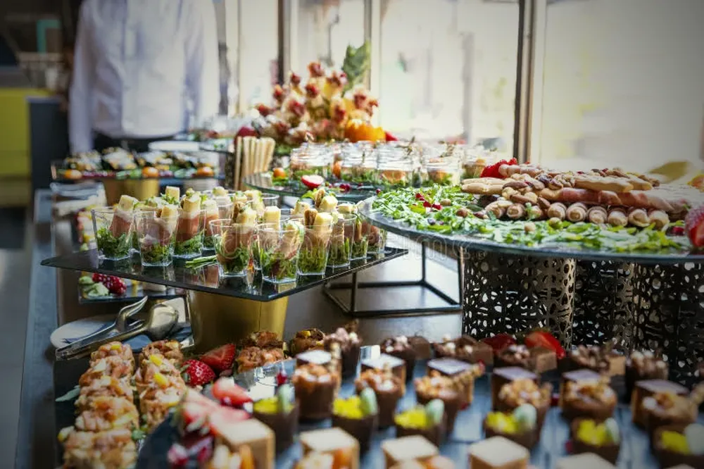Grazing and canapé spread at a corporate reception